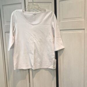 Eileen Fisher NWT 100% Cotton White Top w/ 3/4 length sleeve-S
